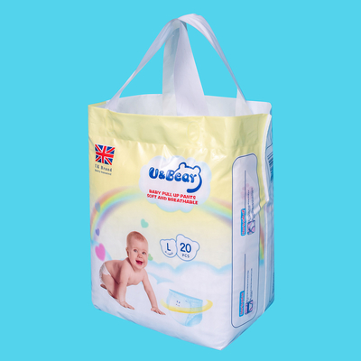 Weißes ADL-Baby ziehen Hosen hoch, welche die Superabsorbierfähigkeit, die organisch ist, die gedruckten Windeln hochziehen